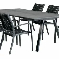 JUTLANDIA FAUSING L220 Bord Svart + 4 JEKSEN Stol Svart -Sovrum Rea 107873