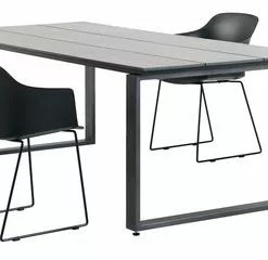 JUTLANDIA KOPERVIK L215 Bord Grå + 4 SANDVED Stol Svart -Sovrum Rea 107876