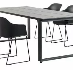 JUTLANDIA KOPERVIK L215 Bord Grå + 4 SANDVED Stol Svart -Sovrum Rea 107877