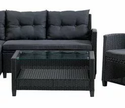 Loungeset MORA 4-sits M/schäslong Svart 5 Loungeset MORA 4-sits M/schäslong Svart -Sovrum Rea 108156