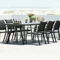 JUTLANDIA FAUSING L220 Bord Svart + 4 JEKSEN Stol Svart -Sovrum Rea 108572