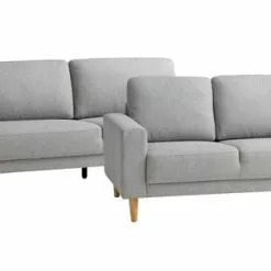 Soffgrupp EGENSE 3+2-sits Ljusgrått Tyg