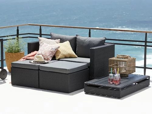 Loungeset TANE 4-sits 3-i-1 Svart 5 Loungeset TANE 4-sits 3-i-1 Svart - Bild 3