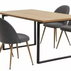 AABENRAA L160 Bord Ek + 4 KOKKEDAL Stol Grå/ek
