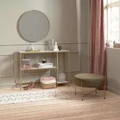 Avlastningsbord PANDRUP 30x110 Vit/guld -Sovrum Rea 115311