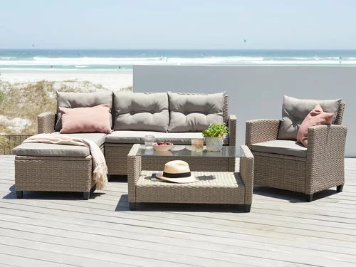 Loungeset MORA 4-sits M/schäslong Natur 3 Loungeset MORA 4-sits M/schäslong Natur