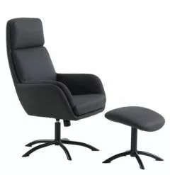 Fåtölj M/fotpall TANKEFULD Mörkgrå