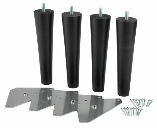 Sängben Ø5xH19cm Svart 4 St/set 3 Sängben Ø5xH19cm Svart 4 St/set