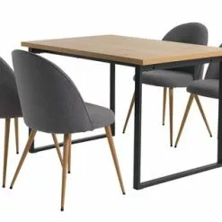 AABENRAA L120 Bord Ek + 4 KOKKEDAL Stol Grå/ek