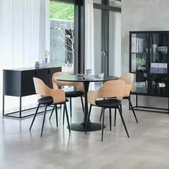 JYSK Internal Matbord RINGSTED Ø100 Svart Ask -Sovrum Rea 128713 2