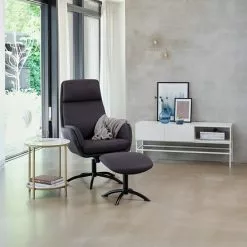 Fåtölj M/fotpall TANKEFULD Mörkgrå -Sovrum Rea 128791 2