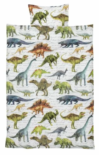 KRONBORG Junior Påslakanset DINO 115x135 Vit/grön 3 KRONBORG Junior Påslakanset DINO 115x135 Vit/grön