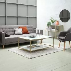 Avlastningsbord PANDRUP 30x110 Vit/guld -Sovrum Rea 143778 2