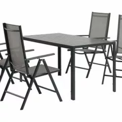 JERSORE L140 Bord Svart + 4 MELLBY Stol Svart -Sovrum Rea 150073