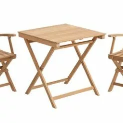 JUTLANDIA VESTERHAVET L70 Bord Teak + 2 VESTERHAVET Klappstol Teak -Sovrum Rea 151271 1