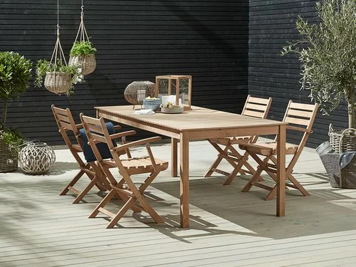 JUTLANDIA VESTERHAVET L210 Bord Teak + 4 VESTERHAVET Klappstol Teak 3 JUTLANDIA VESTERHAVET L210 Bord Teak + 4 VESTERHAVET Klappstol Teak