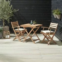 JUTLANDIA VESTERHAVET L70 Bord Teak + 2 VESTERHAVET Klappstol Teak -Sovrum Rea 151480