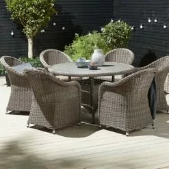 JUTLANDIA GAMMELBY Ø130 Bord Grå + 4 GAMMELBY Stol Grå -Sovrum Rea 151568