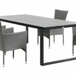 JUTLANDIA KOPERVIK L215 Bord Grå + 4 AIDT Stapelstol Grå -Sovrum Rea 156560