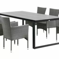 JUTLANDIA KOPERVIK L215 Bord Grå + 4 AIDT Stapelstol Grå -Sovrum Rea 156561