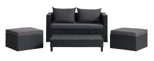 Loungeset TANE 4-sits 3-i-1 Svart 7 Loungeset TANE 4-sits 3-i-1 Svart - Bild 5