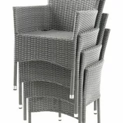 JUTLANDIA KOPERVIK L215 Bord Grå + 4 AIDT Stapelstol Grå -Sovrum Rea 158197