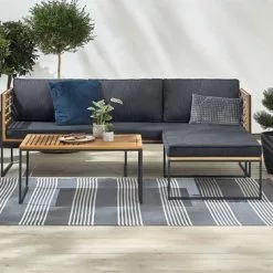 JUTLANDIA Loungeset UGILT M/schäslong 3-sits Hårdträ