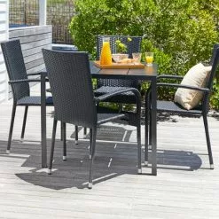 JUTLANDIA MADERUP L90 Bord Svart + 4 GUDHJEM Stol Svart