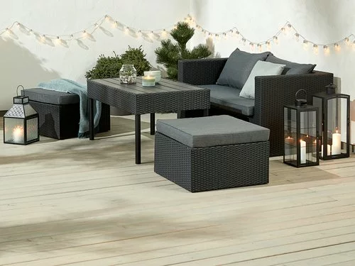 Loungeset TANE 4-sits 3-i-1 Svart 3 Loungeset TANE 4-sits 3-i-1 Svart