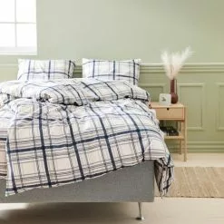 JYSK Påslakanset BRITT Flannel 150x210 Sand/blå 7 JYSK Påslakanset BRITT Flannel 150x210 Sand/blå -Sovrum Rea 161557