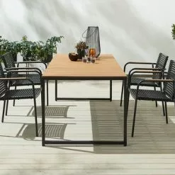 DAGSVAD L190 Bord Natur + 4 NABE Stol Svart