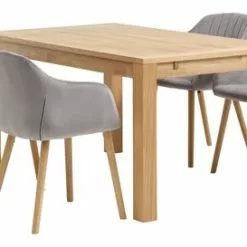 HAGE L150 Bord Ek + 4 ADSLEV Stol Grå Sammet