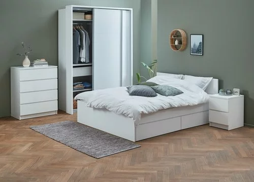 JYSK Internal Sängbord LIMFJORDEN 2 Lådor Vit 5 JYSK Internal Sängbord LIMFJORDEN 2 Lådor Vit - Bild 3