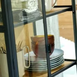 JYSK Internal Vitrinskåp TRAPPEDAL Ek/svart 70 JYSK Internal Vitrinskåp TRAPPEDAL Ek/svart -Sovrum Rea 169265