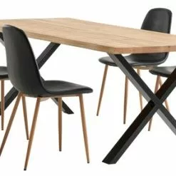 ROSKILDE L200 Bord Natur Ek + 4 JONSTRUP Stol Svart/ek