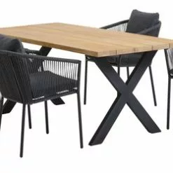 JUTLANDIA ELLEKILDE L180 Bord Teak + 4 BRAVA Stol Grå Snabbtorkande -Sovrum Rea 177008