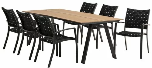 JUTLANDIA FAUSING L220 Bord Natur + 4 JEKSEN Stol Svart 4 JUTLANDIA FAUSING L220 Bord Natur + 4 JEKSEN Stol Svart - Bild 2