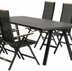 JUTLANDIA FAUSING L220 Bord Svart + 4 BREDSTEN Stol Svart -Sovrum Rea 177064