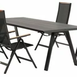 JUTLANDIA FAUSING L220 Bord Svart + 4 BREDSTEN Stol Svart -Sovrum Rea 177065