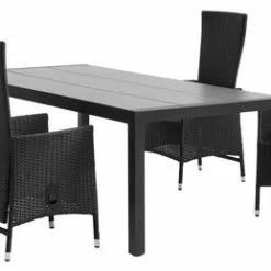 JUTLANDIA HAGEN L214 Bord Grå + 4 SKIVE Stol Svart -Sovrum Rea 177080