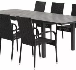 JUTLANDIA VATTRUP L170/273 Bord Svart + 4 GUDHJEM Stol Svart -Sovrum Rea 177083