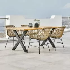 JUTLANDIA ELLEKILDE L180 Bord Teak + 4 ILDERHUSE Stol Natur -Sovrum Rea 178472