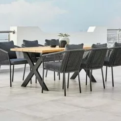 JUTLANDIA ELLEKILDE L180 Bord Teak + 4 BRAVA Stol Grå Snabbtorkande -Sovrum Rea 178479