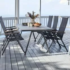 JUTLANDIA FAUSING L220 Bord Svart + 4 BREDSTEN Stol Svart -Sovrum Rea 178537