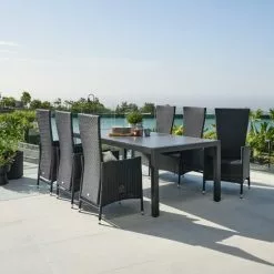 JUTLANDIA HAGEN L214 Bord Grå + 4 SKIVE Stol Svart -Sovrum Rea 178550