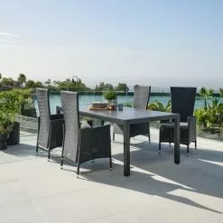 JUTLANDIA HAGEN L214 Bord Grå + 4 SKIVE Stol Svart -Sovrum Rea 178551