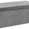 JYSK Internal Puff AUNING 76x38 M/förvaring Grå Sammet -Sovrum Rea 179602