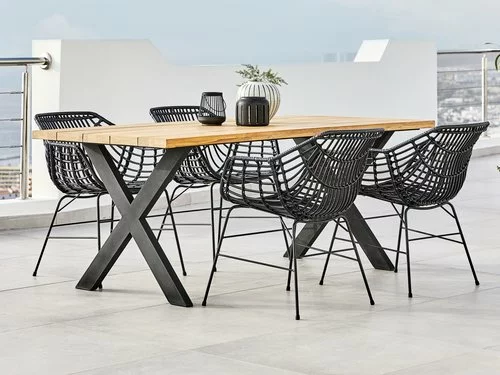 JUTLANDIA ELLEKILDE L180 Bord Teak + 4 ILDERHUSE Stol Svart 3 JUTLANDIA ELLEKILDE L180 Bord Teak + 4 ILDERHUSE Stol Svart