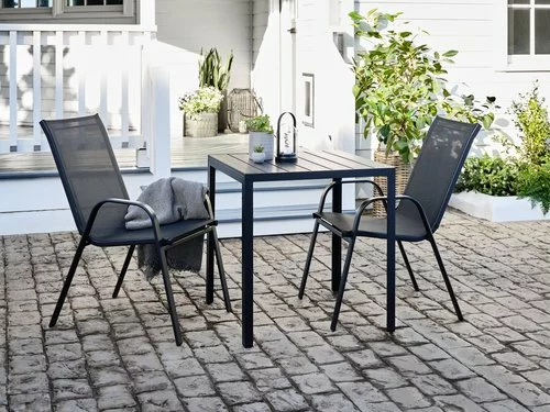 JERSORE L70 Bord Svart + 2 LEKNES Stol Svart 3 JERSORE L70 Bord Svart + 2 LEKNES Stol Svart