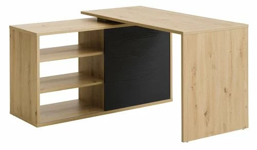 Skrivbord ULSTED 60-130x130-192 Ek/svart 3 Skrivbord ULSTED 60-130x130-192 Ek/svart